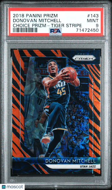 2018 Panini Prizm Donovan Mitchell #143 Choice Tiger Stripe PSA 9