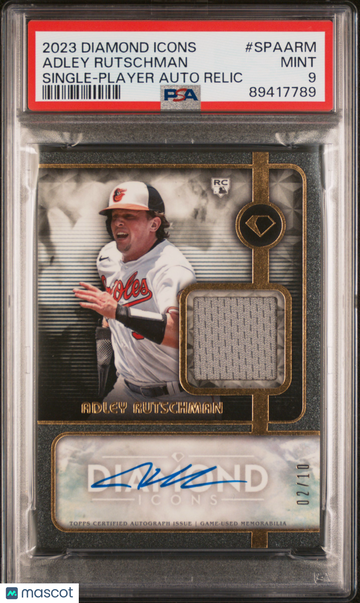 2023 Topps Diamond Icons Single-Player Autographed Relics Adley Rutschman #SPAARM /10 PSA 9