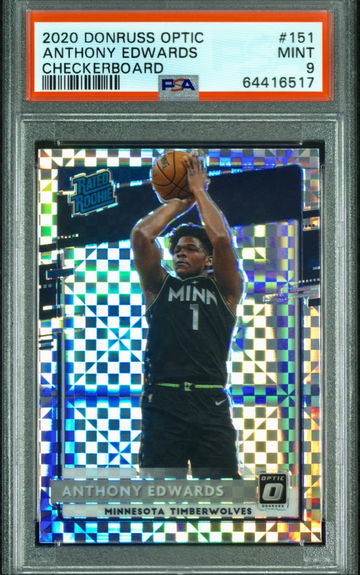 Anthony Edwards 2020-21 Panini Optic Rated Rookie Checkerboard Prizm SSP PSA 9 Mint RC
