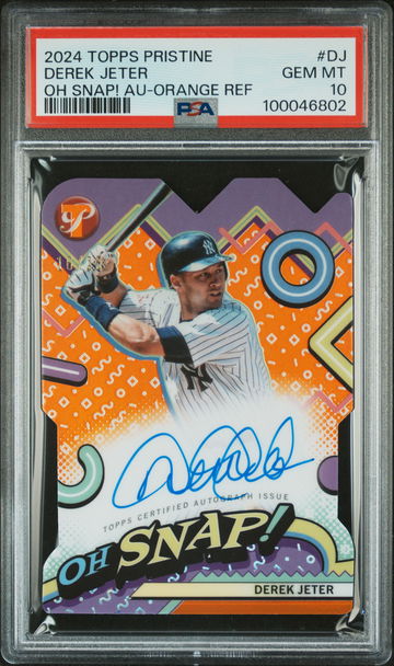 2024 Topps Pristine Oh Snap! Autographs Oh Snap! Au-Orange Ref Derek Jeter #DJ /99 PSA 10
