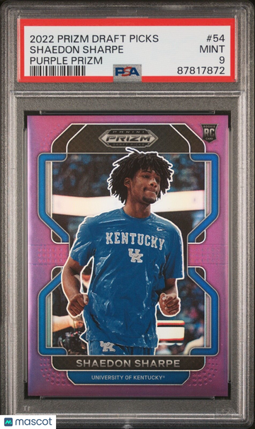 2022 Panini Prizm Shaedon Sharpe #54 Purple Prizm Rookie PSA 9