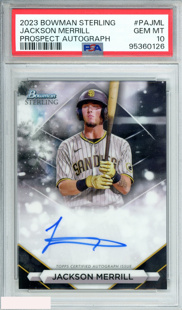 2023 BOWMAN STERLING JACKSON MERRILL#PAJML PROSPECT AUTOGRAPHS PSA 10 GEM MT