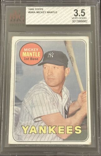 1969 Topps #500 Mickey Mantle Baseball Card ~ Graded BVG 3.5