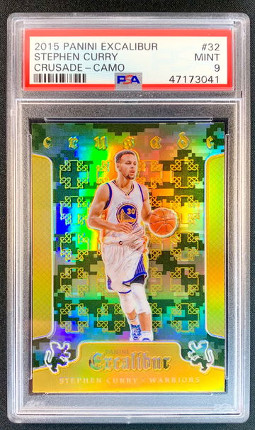 Pop 6 w/ 1 higher 2015-2016 Stephen Curry Excalibur Crusade Camo #32 Mint 9