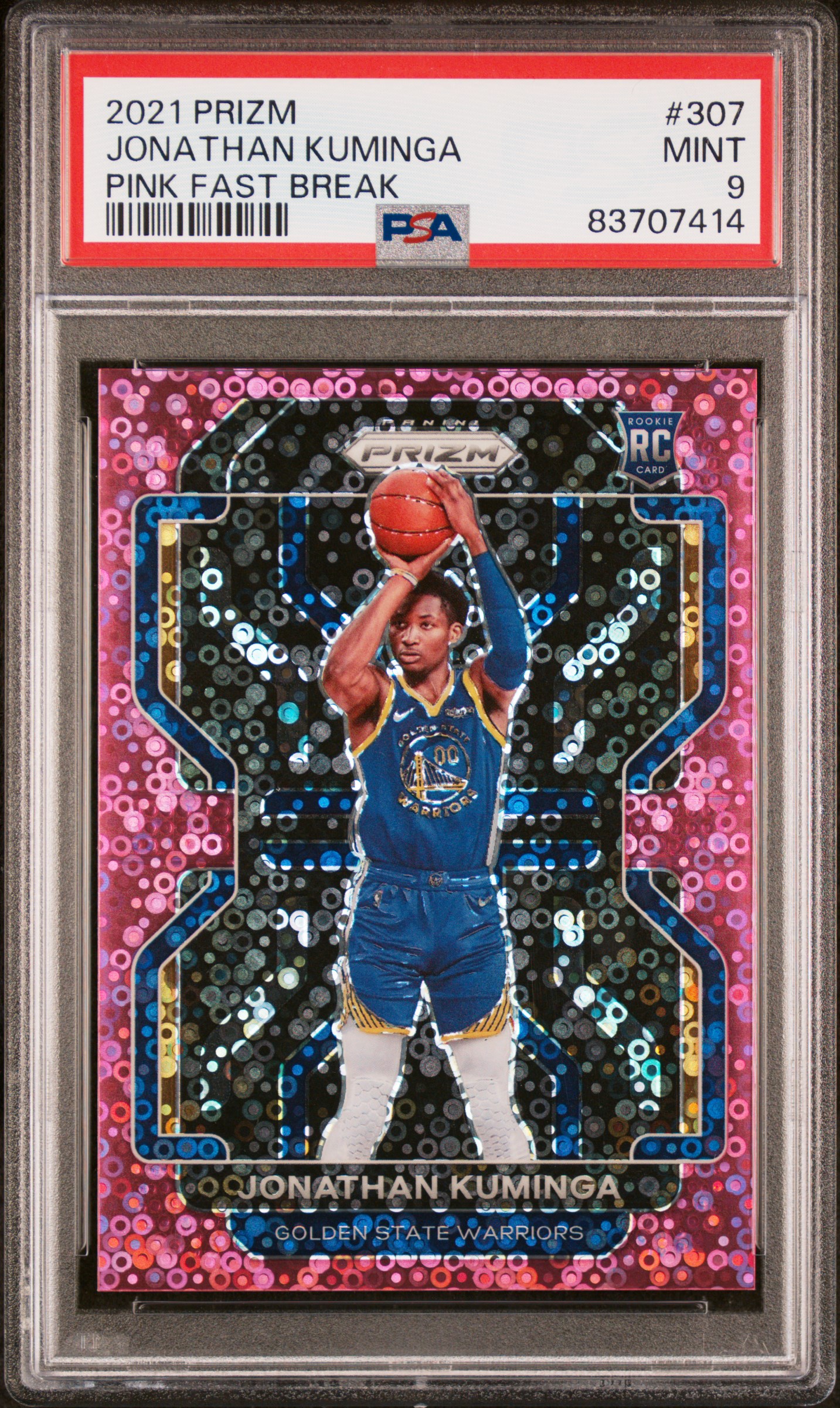 PSA 9 2021 Panini Prizm Jonathan Kuminga Rookie RC /50 Pink Fast Break #307