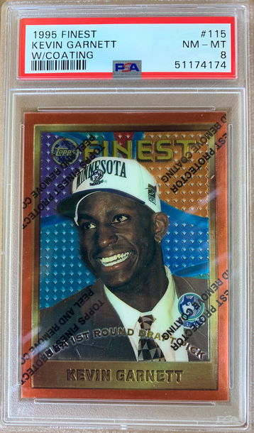 1995 Topps Finest W/ Coating Kevin Garnett PSA 8 NM-MT