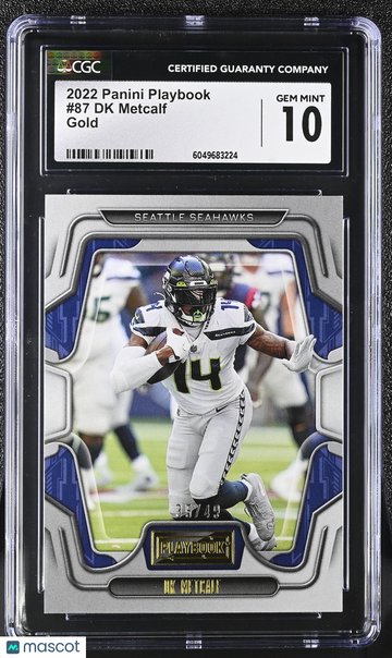 2022 Panini Playbook DK Metcalf #87 Gold /49 CGC 10