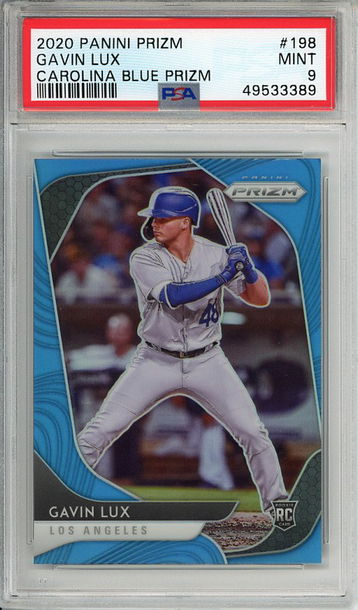 Gavin Lux 2020 Panini Prizm #198 Carolina Blue Prizm PSA 9 Mint Rookie RC! 3389
