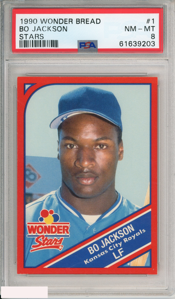 1990 WONDER BREAD STARS BO JACKSON #1 STARS KANSAS CITY ROYALS PSA 8 NM-MT