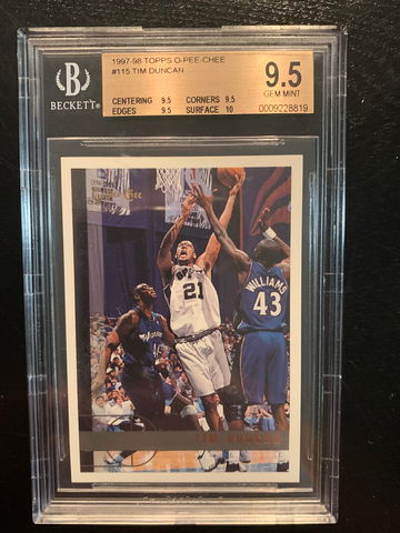 1997 Topps O-Pee-chee Tim Duncan BGS 9.5 Gem Mint PoP 3