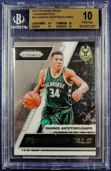 2017-18 Panini Prizm Fundamentals #32 Giannis Antetokounmpo BGS 10 - DHL Express Air 5-6 Days with Tracking