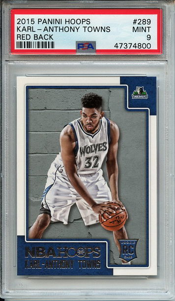 Karl-Anthony Towns 2015-16 Panini Hoops #289 Red Back PSA 9 Mint Rookie RC! 4800