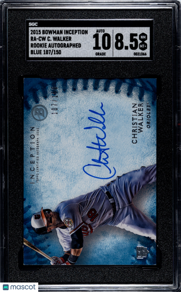 2015 Bowman Inception Christian Walker #RA-CW Rookie Autograph Blue SGC 8.5 Auto 10