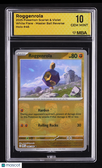2025 Pokemon Scarlet & Violet White Flare Roggenrola Reverse Holo MBA 10 #46