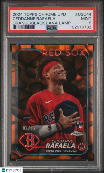 2024 Topps Chrome Update Ceddanne Rafaela #USC44 Orange Black Lava Lamp PSA 9
