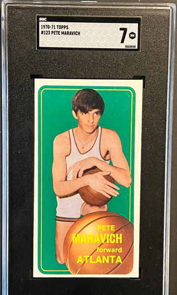 1970-71 Topps HOF Pistol Pete Maravich RC #123 - Iconic Rookie Card - SGC 7 NM