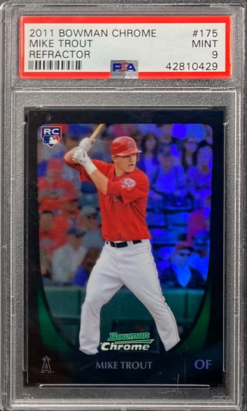 2011 Bowman chrome Mike Trout Refractor Rc #175 PSA 9 ( slight scratches on case ) 