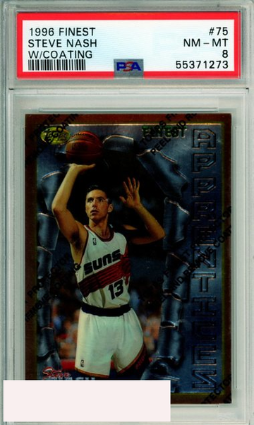 1996 FINEST STEVE NASH #75 WITH COATING ROOKIE HOF SUNS RC PSA 8 NM-MT