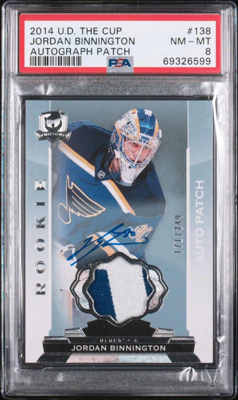 Jordan Binnington - 2014-15 U.D. Cup RPA Auto Rookie - 171/249 - PSA 8