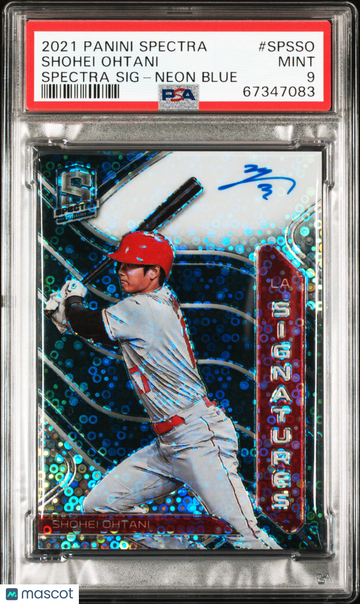 2021 Panini Spectra Spectra Signatures Shohei Ohtani #SPSSO Neon Blue PSA 9