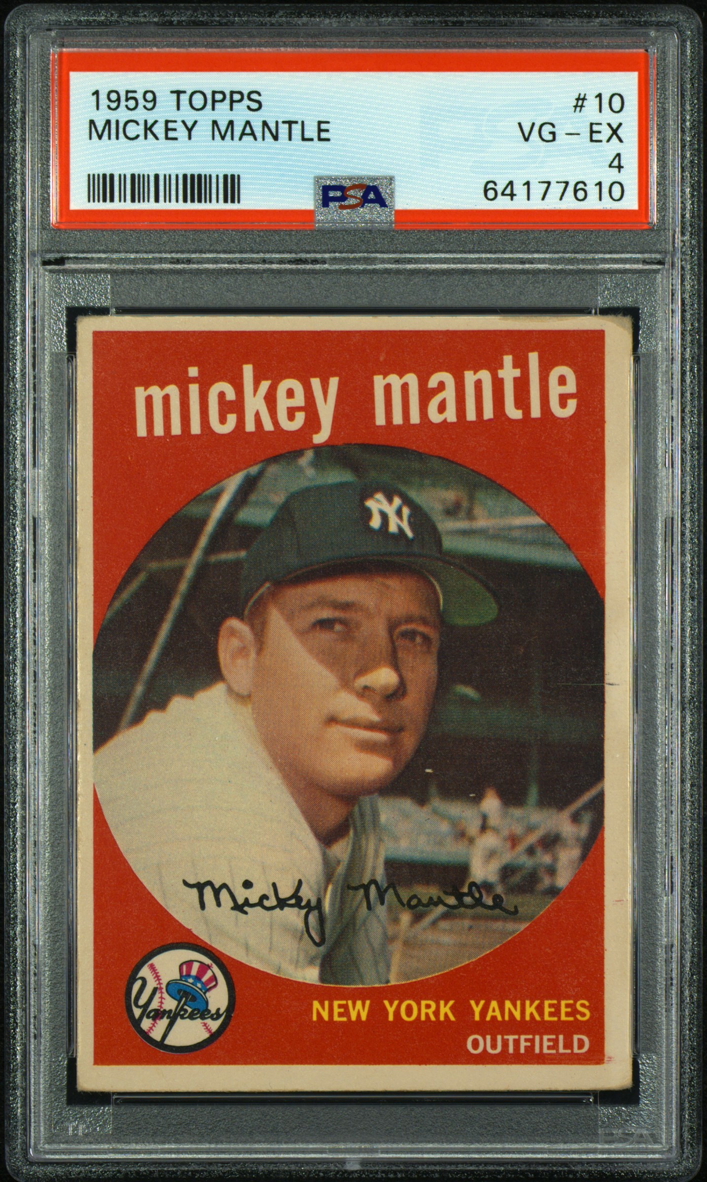 1959 Topps Mickey Mantle #10 PSA 4 VGEX SOLID CENTERING