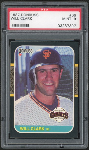 1987 Donruss Will Clark PSA 9 Rookie #66 Mint RC Giants