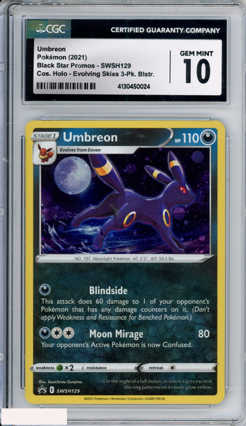 2021 POKEMON BLACK STAR PROMO UMBREON #SWSH129 COS HOLO EVOLVING SKIES CGC 10