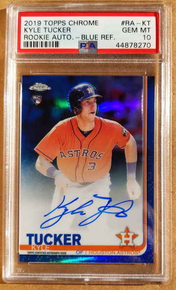 2019 Topps Chrome Kyle Tucker Rookie Auto Blue Refractor PSA 10