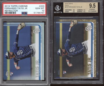 Fernando Tatis Jr 2019 Topps Chrome Refractor PSA 10 + Topps Gold /2019 BGS 9.5 True Gem