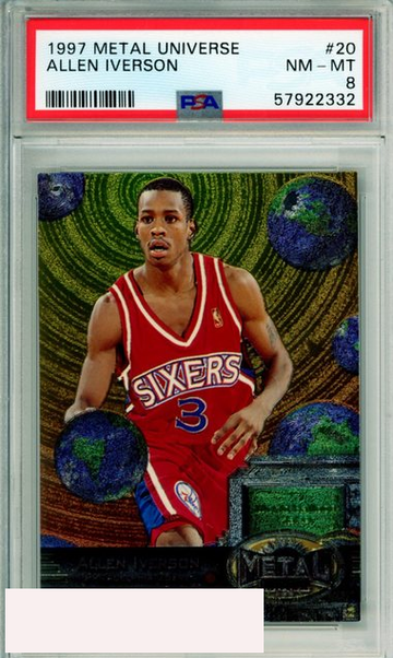 1997 METAL UNIVERSE ALLEN IVERSON #20 HOF PHILADELPHIA 76ERS PSA NM-MT 8