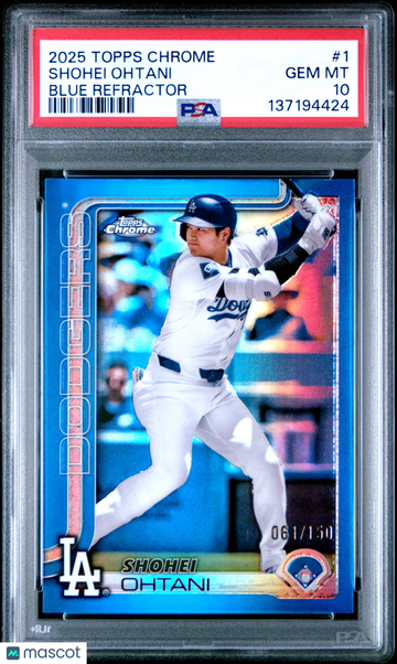 2025 Topps Chrome Shohei Ohtani #1 Blue Refractor /150 PSA 10