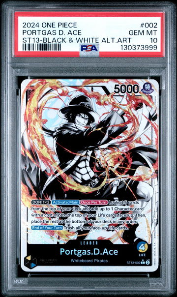 2024 One Piece Ultra Deck-The Three Brothers St13-Black & White Alt.Art Portgas D. Ace #2 PSA 10