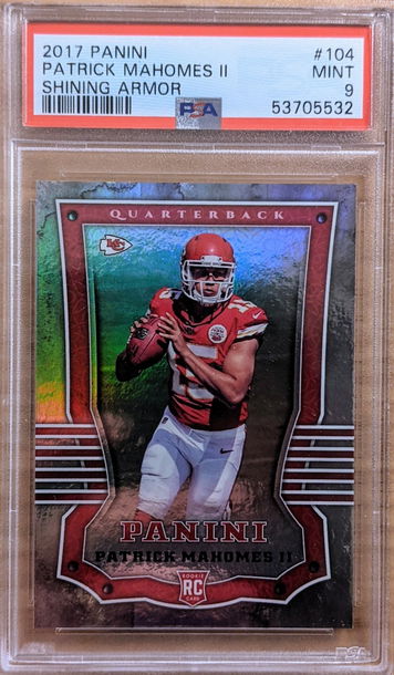 2017 Panini Patrick Mahomes II Shining Armor #104 Rookie Card RC PSA 9