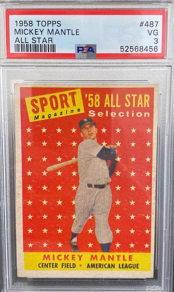 1958 Topps MICKEY MANTLE All Star PSA 3