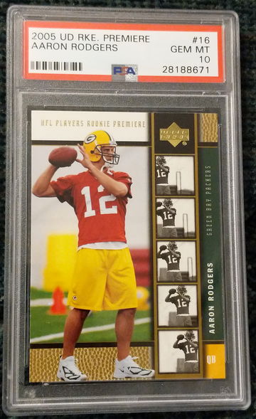 Aaron Rodgers UD rookie premiere rookie PSA 10 gem gold sp parallel