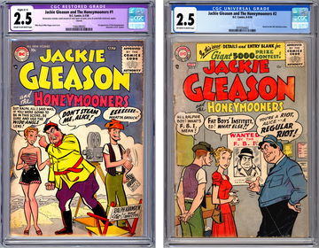 JACKIE GLEASON & THE HONEYMOONERS #1-2 CGC 2.5 CULT CLASSIC 1950’S TV SERIES 1956