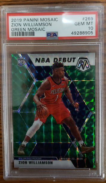 2019 panini mosaic green zion williamson #269 psa 10