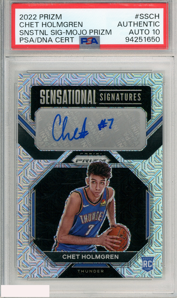 2022 PANINI PRIZM SENSATIONAL SIGS CHET HOLMGREN #SSCH MOJO PSA AUTO 10 ROOKIE