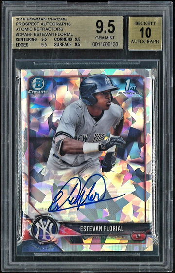 2018 Bowman Chrome Prospect Estevan Florial Atomic Refractor Auto /100 BGS 9.5