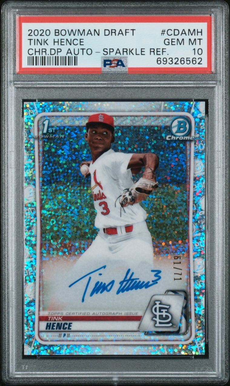 Tink Hence - 2020 Bowman Chrome Draft Picks - Speckle Refractor 61/71 - PSA 10
