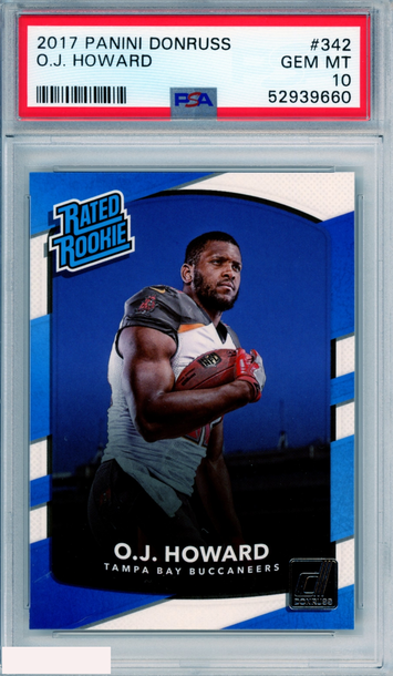 2017 PANINI DONRUSS OJ HOWARD #342 ROOKIE BUCCANEERS RC PSA 10 GEM MT