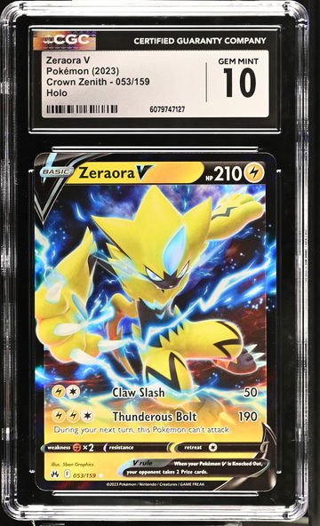 2023 Pokémon Sword & Shield Crown Zenith Zeraora #053/159 V Holo CGC 10