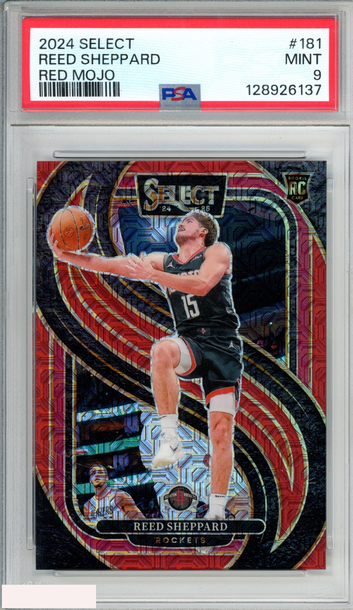 2024 PANINI SELECT REED SHEPPARD #181 RED MOJO 8 OF 20 ROOKIE RC PSA 9 MINT