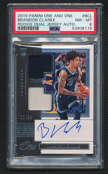 2019 Panini One and One Brandon Clarke Rookie Dual Jersey Auto 61/99