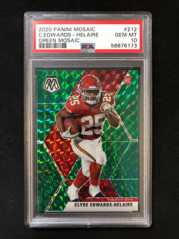 2020 Panini Mosaic - Clyde Edwards-Helaire - Rookie Green Prizm PSA 10 Gem Mint