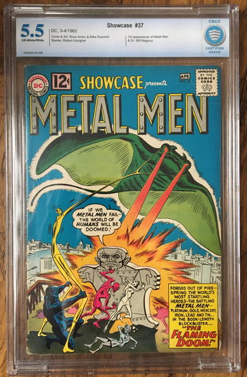 Showcase #37 (1962) CBCS 5.5 -- O/w to white; 1st Metal Men & Will Magnus