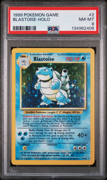 1999 Pokemon Game Holo Blastoise #2 PSA 8