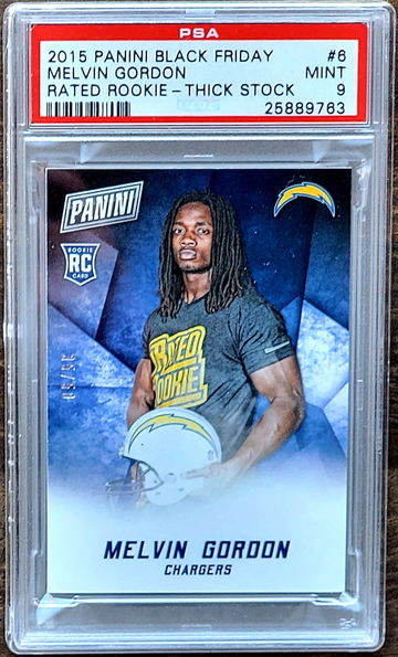 2015 MELVIN GORDON SP /50 Panini Black Friday Thick Stock Rated Rookie PSA 9 POP 1 Rookie #6