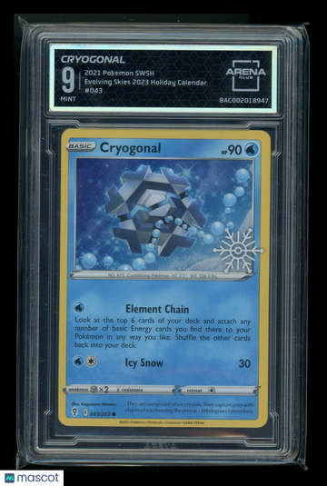 2021 Pokemon SWSH Evolving Skies 2023 Holiday Calendar Cryogonal Arena Club 9 #043/203