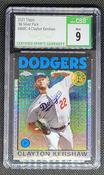 2021 Topps 86 Silver Pack 86BC-4 Clayton Kershaw CSG 9 Mint